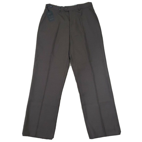 Eddie Domani ~Men's 34/30~ Brown Wool Blend Straight Leg Dress Pants NWT. - Picture 8 of 12
